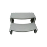 Light grey two-tier plastic Confer Plastics Handi-Step portable spa and hot tub entry stairs featuring curved anti-slip tread grooves.