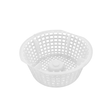 Top angled view of a white plastic Davey 1000 Series replacement skimmer basket featuring a mesh grid pattern and central handle mount cap