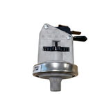Top-down view of an adjustable pressure switch for a Davey Eco Spa salt chlorinator, detailing the black adjustment wheel, "Increase PSI" text, and the 80120-3 21 AMP product label.
