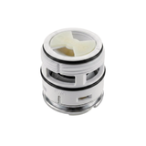Rear view of a directional internal chrome SL spa jet showing threaded body casing and rubber seal ring.