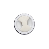 Direct bottom-up view of a directional internal SL spa jet showing the rear water flow diffuser plate and circular base.