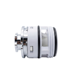 Side profile view of a directional internal chrome SL spa jet replacement showing white body, o-rings, and chrome nozzle.