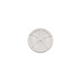 Rear view of a white Edgetec spa air injector jet cover replacement cap showing the internal five spoke support ribs and center snap pin