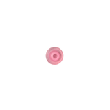 A direct top down view looking into the circular rear sleeve cavity of a pink plastic replacement air injector cone for Edgetec spa jets