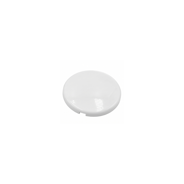 Angled view of a smooth white Edgetec spa air injector jet cover plate replacement cap for hot tub massage jets