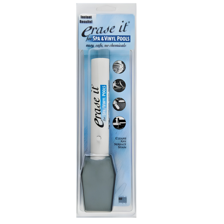 Erase It for Spa and Vinyl Pools surface stain remover tool in original retail packaging.