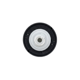 Direct overhead bottom-up view of the rear of a Halo 3 Directional plastic spa jet internal insert, showing the dark circular face flange back and central white plastic stem.