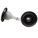 Two Halo 3 Directional plastic spa jet internal inserts, one displayed in side profile showing its white plastic body and stem with O-ring, and one displayed front-facing showing its textured dark grey bezel and directional eyeball nozzle.