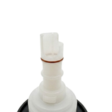 Close-up view of the rear white plastic stem on a Halo 3 Directional plastic spa jet internal insert, showing an O-ring seal and notched side entry port.
