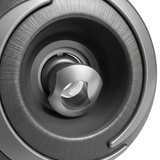 Close-up view of the central rotational nozzle on a Halo 3 ROTO plastic spa jet internal insert, showing its sculpted metallic grey nozzle head within a textured dark grey bezel.