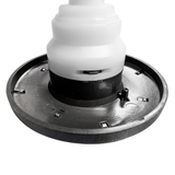 Close-up view of the rear flange and base of a Halo 4.5 ROTO plastic spa jet internal insert, showing the back of the dark outer bezel, securing clip slots, and white stepped body housing.