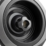 Close-up view of the central rotational nozzle on a Halo 5 ROTO plastic spa jet internal insert, showing its sculpted star-shaped nozzle head within a textured black bezel.