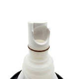 Close-up view of the rear white plastic stem on a Halo 5 ROTO plastic spa jet internal insert, showing an O-ring seal and a notched side entry port.