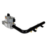 Hayward liquid petroleum gas LPG propane conversion kit assembly for H-Series 150MJ pool heaters, featuring the gas valve body regulator and attached burner manifold pipe with brass orifices.