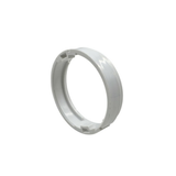 Three-quarter rear angled view of a light grey plastic adapter ring for a HydroAir adjustable VSR spa jet, showing two square locking tab sockets.