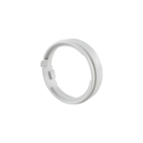 Three-quarter angled view of a light grey plastic adapter ring for a HydroAir adjustable VSR spa jet, showing inner mounting tabs and alignment ridge.