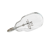 Angled perspective view of an inground spa GE912 12V incandescent light globe lying against a plain background, showing printed specifications 912 12V 12CP and the T10 wedge base.
