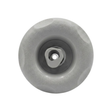 Direct overhead front view of a Jet Cyc Luxury Adj Swirl Emerald 3.5 spa jet insert, featuring a textured light grey scalloped bezel and a dark grey internal housing with a central rotational swirl nozzle.