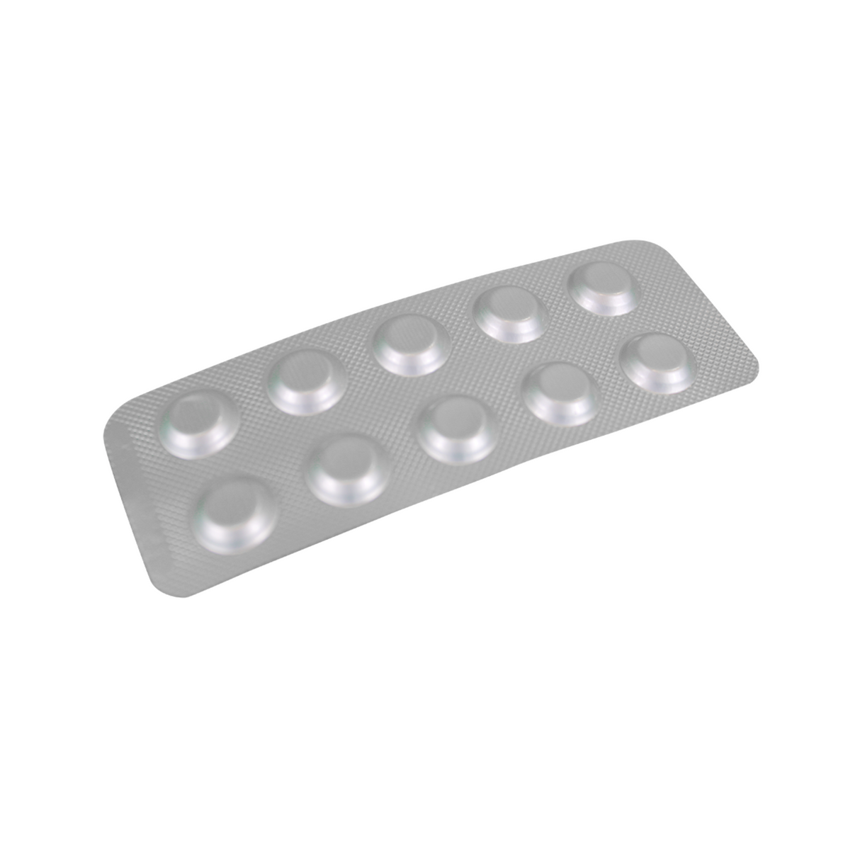 Rear view of a 10-pack foil blister strip of Lovibond DPD No. 1 Rapid tablets, showing the secure individual packaging for pool and spa chlorine testing refills.
