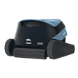 Maytronics Dolphin S2000 robotic swimming pool cleaner featuring a black and light blue chassis, dual heavy-duty tracks, and an active scrubbing brush.