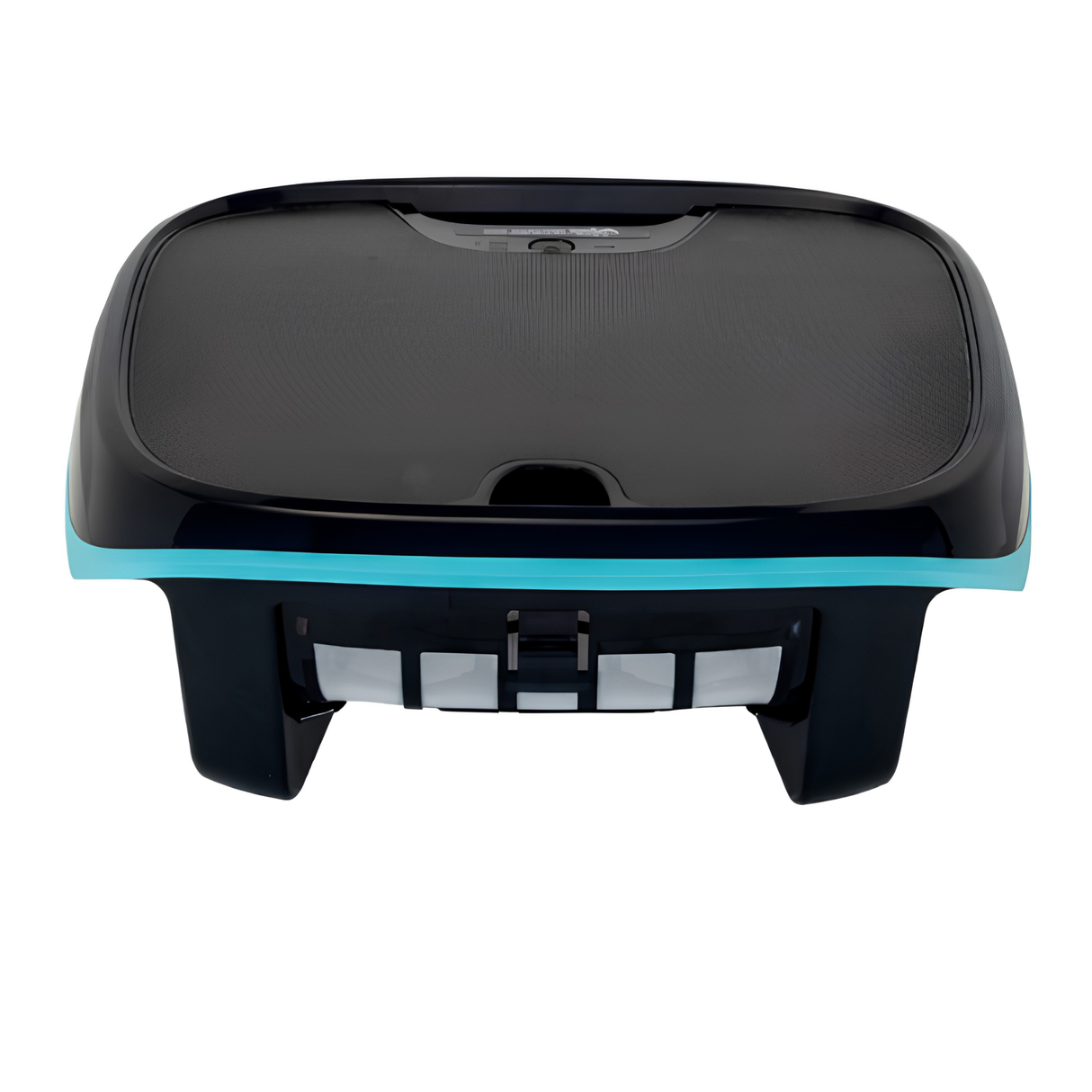 Rear perspective of the Maytronics Dolphin Skimmi solar pool skimmer showing the slide-out filter basket housing.