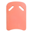 Orange foam swimming kickboard for pool training featuring integrated dual grip handle cutouts and a curved bottom edge on a white background.