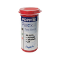 Bottle of Poppits Peroxsil Test Strips (50 count) for measuring Peroxide, Total Alkalinity, and pH levels in chlorine-free pools and spas.