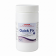 A 1kg white plastic container of Poppits Quick Fix chlorine-free spa oxidiser showing the product label with Step 1 instructions on a clean white background.
