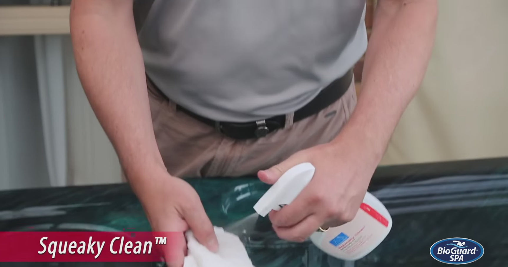 Video of BioGuard Squeaky Clean cleaning the grime line on a hot tub