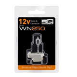Front view of retail clamshell packaging for a Spa Electrics 12V Globe & Connector replacement part, labeled to suit WN250 swim spa light models.