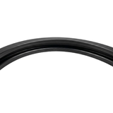 Close-up detail view focusing on the upper arch of a black rubber Spa Electrics WN203 gasket, highlighting the internal channel channel groove.