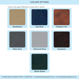 Available colour swatches for custom hot tub and swim spa hard covers.