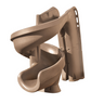 S.R.Smith Helix2 taupe rotomolded spiral swimming pool slide with a 360-degree water flume and integrated enclosed safety ladder for inground pools.