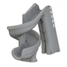 S.R.Smith Helix2 gray commercial-grade spiral swimming pool slide featuring a deep 360-degree water flume and integrated safety ladder for inground pools.