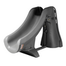 S.R.Smith SlideAway gray removable swimming pool slide featuring a compact deck-mounted frame with an enclosed safety ladder for inground pools