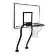  S.R. Smith Swim-N-Dunk commercial salt-friendly dual-post pool basketball hoop system with a clear backboard and black vinyl-coated frames