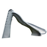 Side profile view of an S.R. Smith TurboTwister gray rotomolded residential swimming pool slide featuring an enclosed safety ladder on the left and a right-curve flume on the right, isolated on a solid white background.