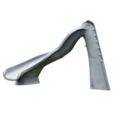 Side profile view of an S.R. Smith TurboTwister gray rotomolded residential swimming pool slide featuring an enclosed safety ladder on the right and a left-curve flume on the left, isolated on a solid white background.