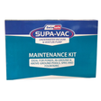 Front view studio product photo of the Swimsafe Supa-Vac Underwater Vacuum & Venturi Pump Maintenance Kit retail box on an isolated white background, featuring blue branding and white product labeling.
