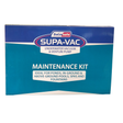 Front view of the blue and teal Swimsafe Supa-Vac Underwater Vacuum & Venturi Pump Maintenance Kit retail box, isolated on a white background. The packaging highlights that it is ideal for ponds, in-ground and above-ground pools, spas, and fountains.
