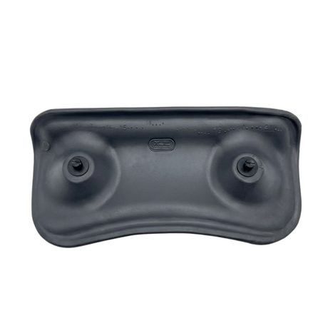 Rear view of a Tropic Seas Spas Lounge series replacement hot tub headrest pillow in charcoal gray, showing its two mounting pegs and back casing structure.