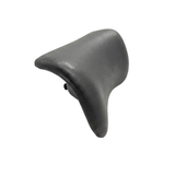Side angle perspective view of a Tropic Seas Spas Lounge series replacement hot tub headrest pillow in charcoal gray, highlighting its curved ergonomic contouring and textured surface.
