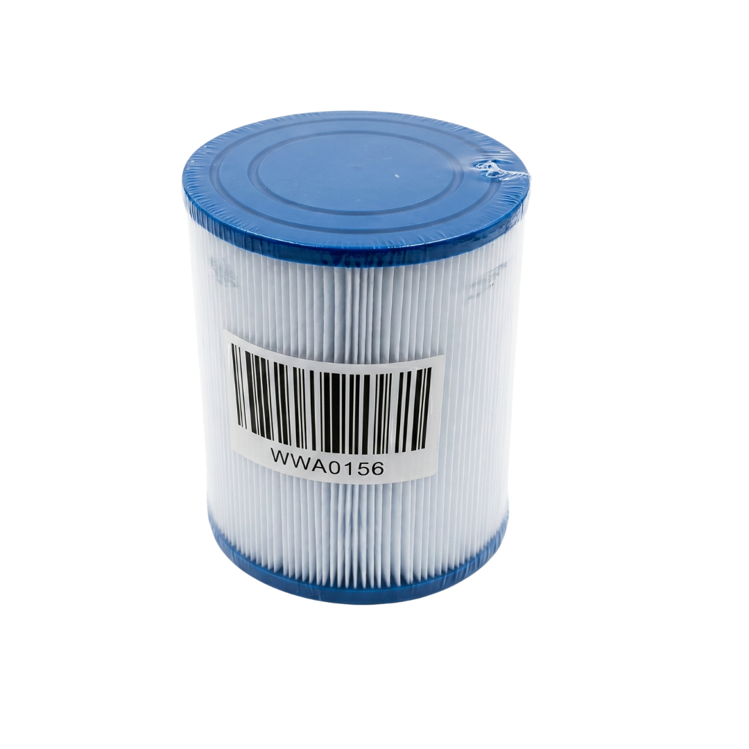 A plastic-wrapped washable JFC25 replacement cartridge filter featuring a retail barcode sticker with the part number WWA0156, FC-FBD107
