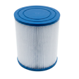 Front view of a washable JFC25 replacement cartridge filter highlighting the solid blue closed top cap with concentric circles and pleated media