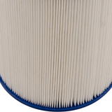 Close-up macro view of the white washable pleated fabric material on a 40 sq ft spa filter cartridge